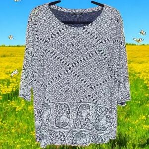 Lucky Brand paisley top Sz 1x linen feel